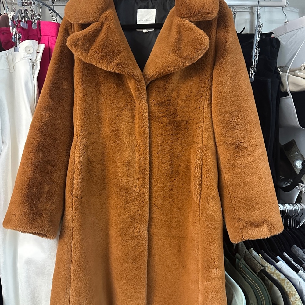 Avec Les Filles Tan Teddy Coat